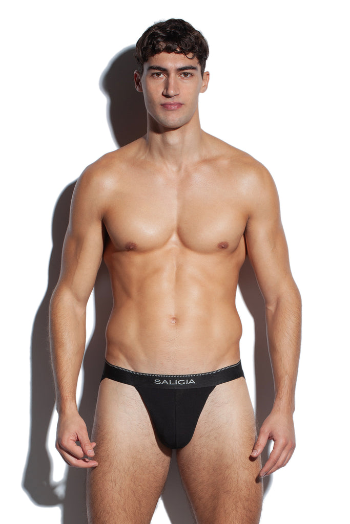 GREEK HERRINGBONE SPORT BRIEF - BLACK