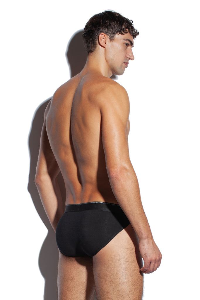 GREEK HERRINGBONE SPORT BRIEF - BLACK