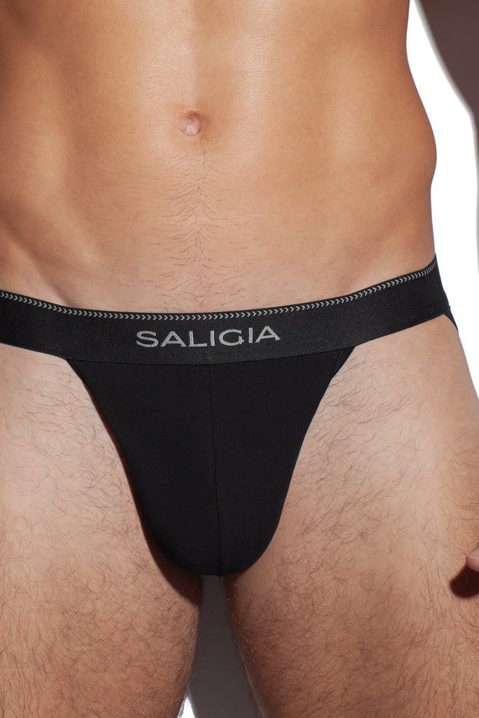 GREEK HERRINGBONE SPORT BRIEF - BLACK