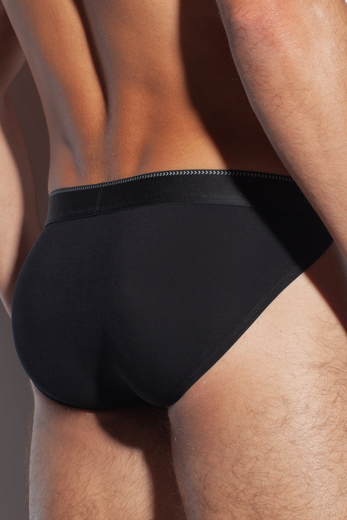 GREEK HERRINGBONE SPORT BRIEF - BLACK