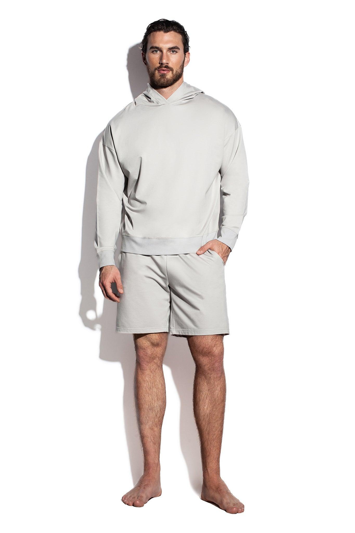 LOOSE GRAY FLEECY TOUCH HOODIE