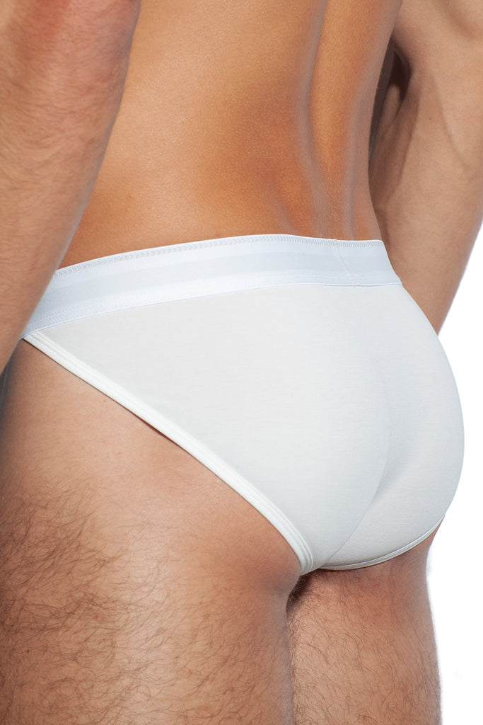 GREEK HERRINGBONE SPORT BRIEF - WHITE